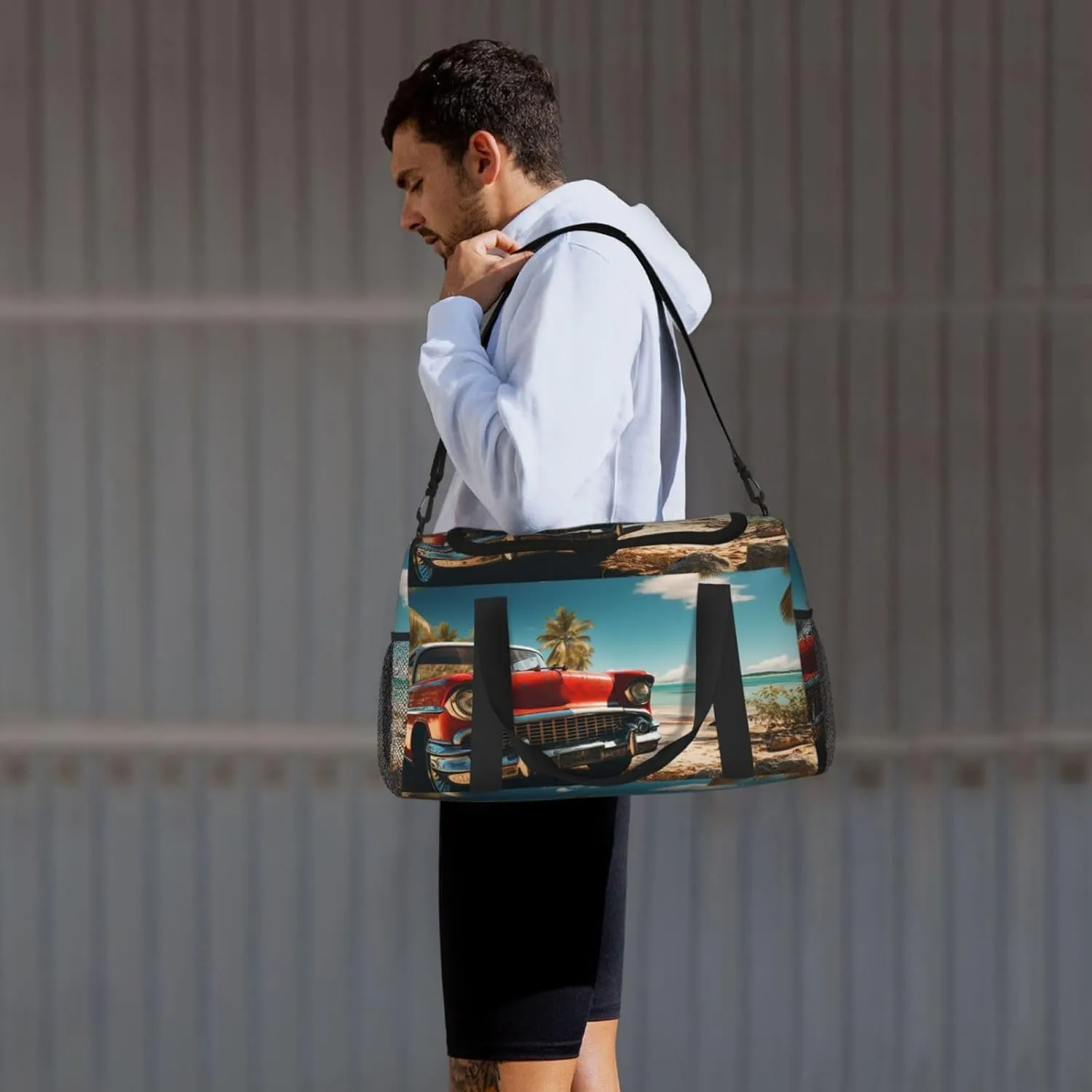 Gym Bag Car Beach Duffel Bag for Men Women Travel Overnight Bag with Shoe Compartment Workout Bags