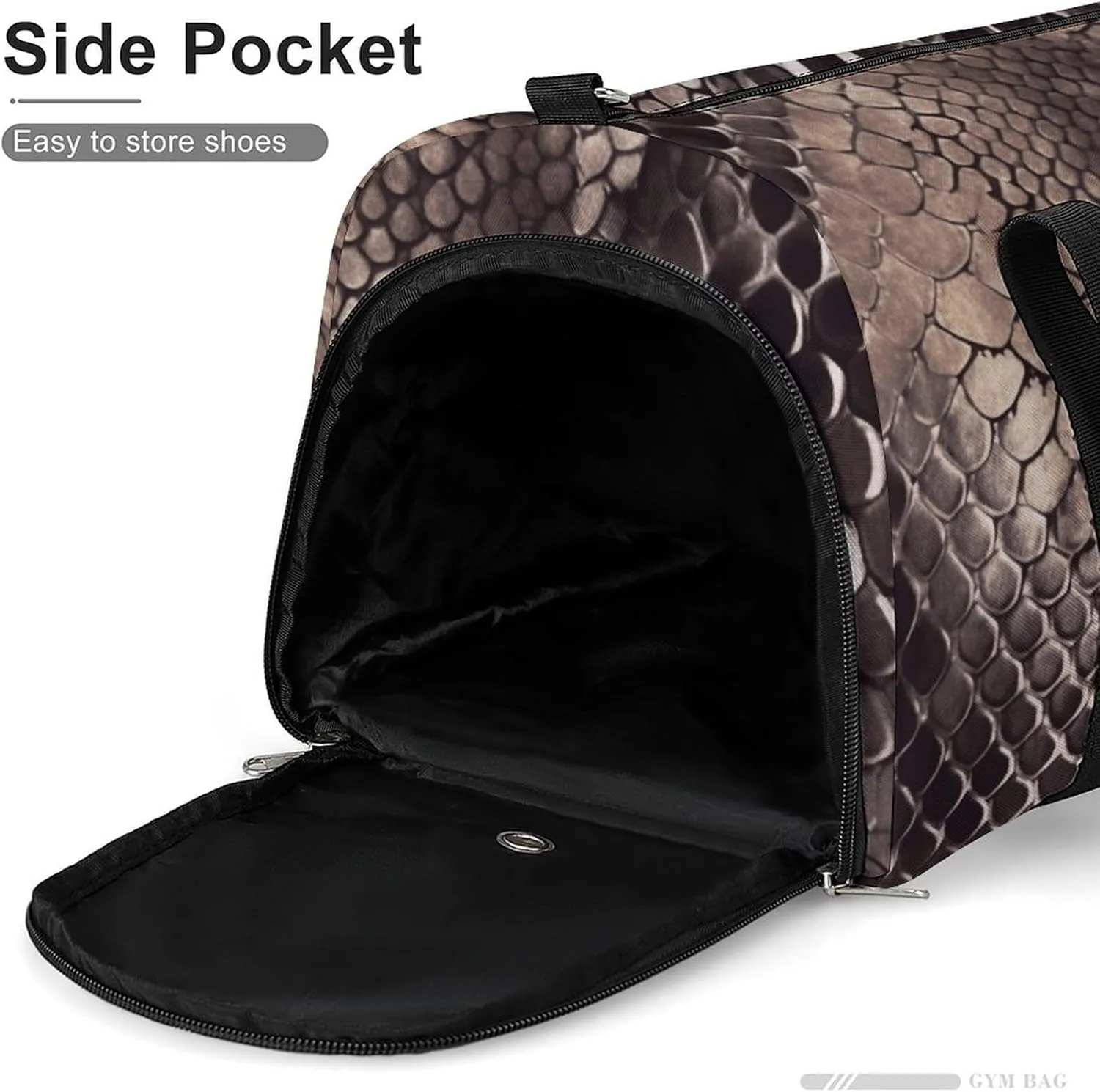 Gym Bag Classic Snake Skin Duffel Bag for Men Women Overnight Bag with Shoe Compartment Workout Bags