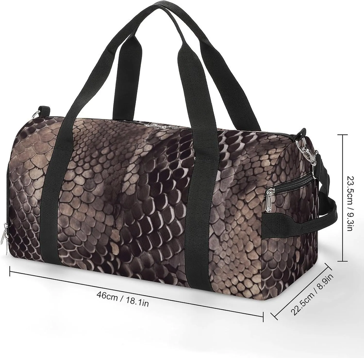 Gym Bag Classic Snake Skin Duffel Bag for Men Women Overnight Bag with Shoe Compartment Workout Bags