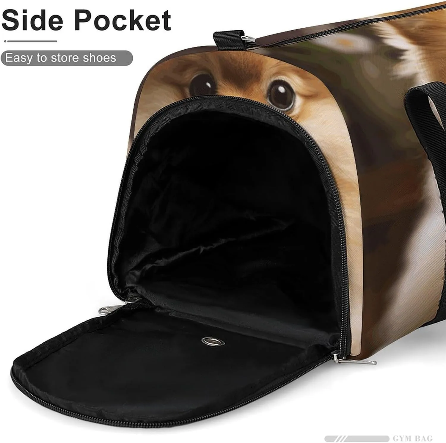 Gym Bag Cute Pomeranian Dog Duffel Bag for Men Women Travel Overnight Bag with Shoe Compartment Workout Bags