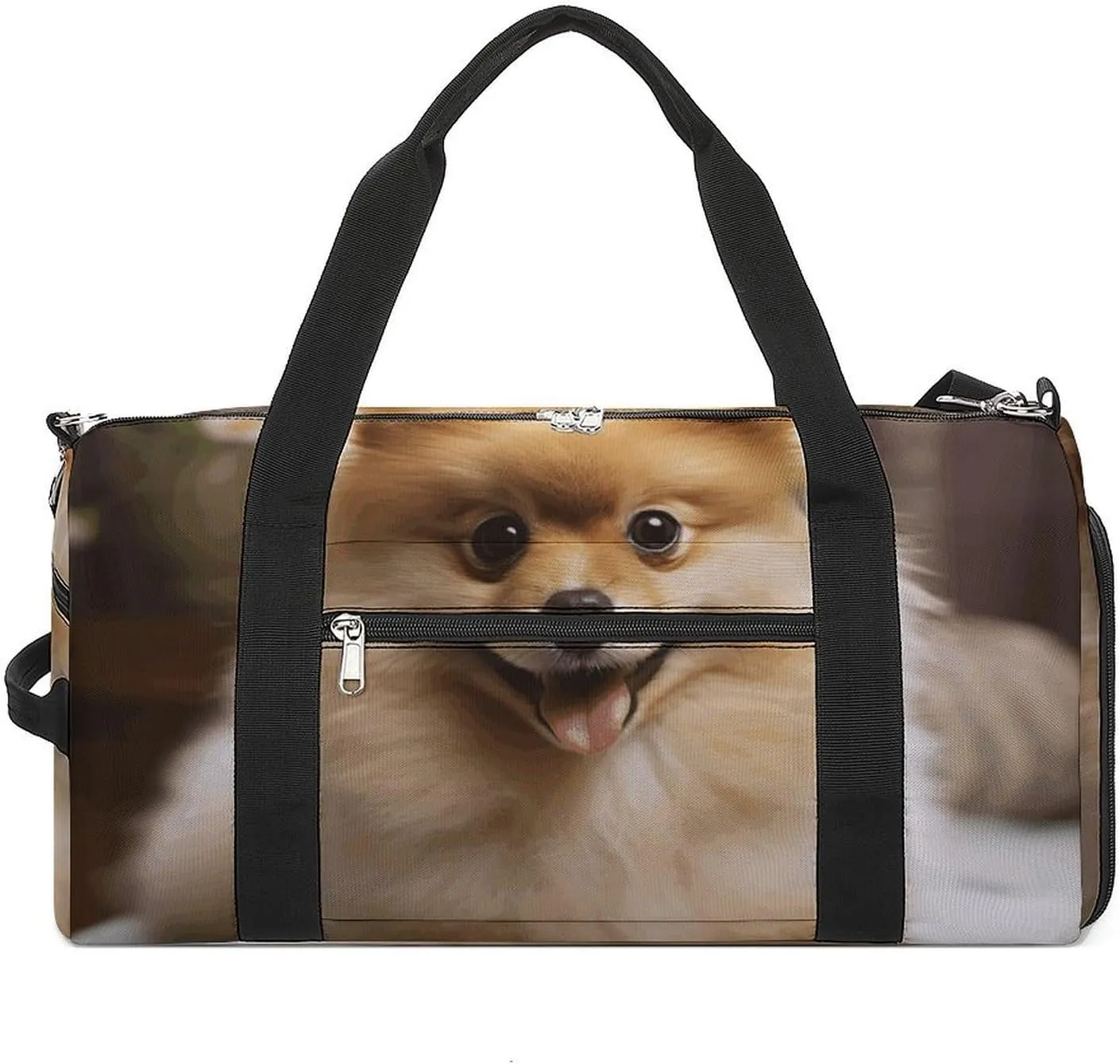 Gym Bag Cute Pomeranian Dog Duffel Bag for Men Women Travel Overnight Bag with Shoe Compartment Workout Bags