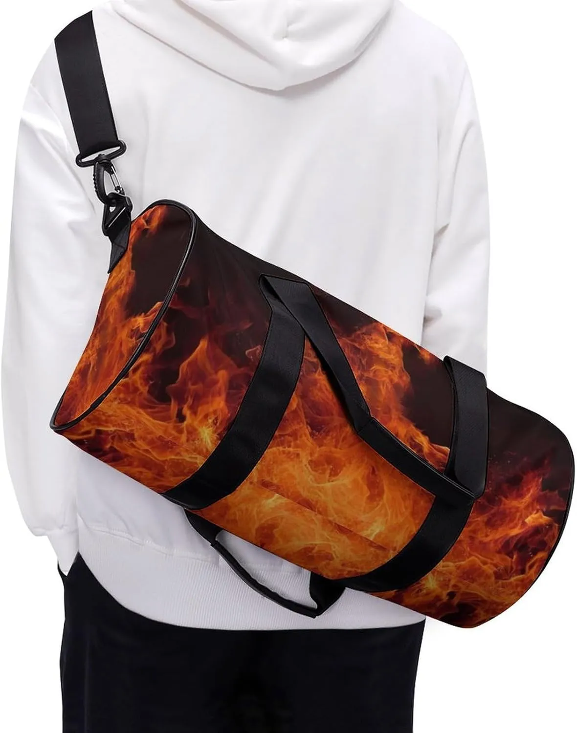Gym Bag Dancing Fire Duffel Bag for Men Women Overnight Bag with Shoe Compartment Workout Bags
