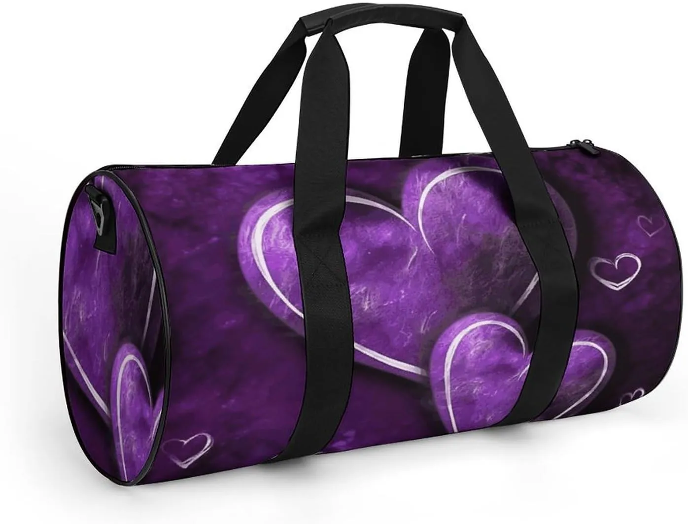 Gym Bag for Men Women Purple Hearts Duffel Bag Overnight Bag with Compartment Gym Sackpac