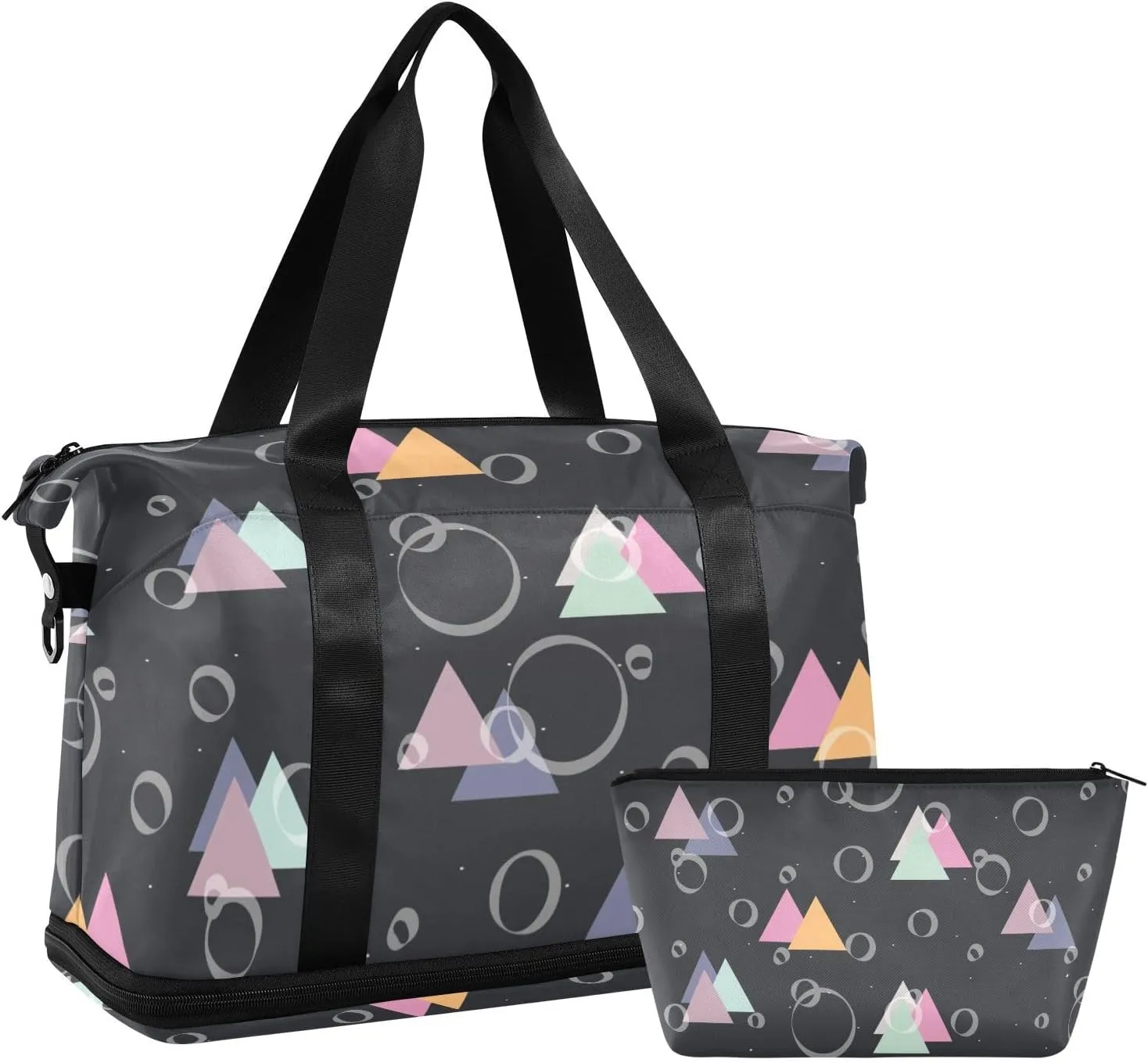 Gym Bag for Women Duffel Bags for Traveling Sports Bag with Shoe Compartment Dual Handles Removable Strap Multi Pockets Large Capacity Fashionable Black