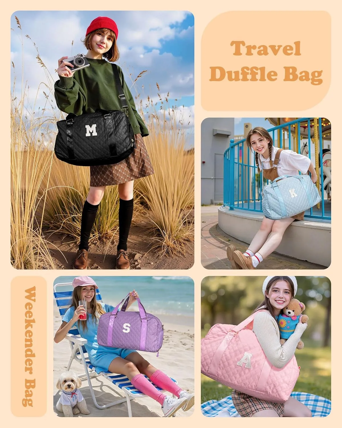 Gym Bag for Women, teen easter basket, Travel Duffle Bag, Girls Gifts, Personalized Weekender Bag, Overnight Bag Sleepover Bag Dance Bag, Girls Women Teacher Mom Gift