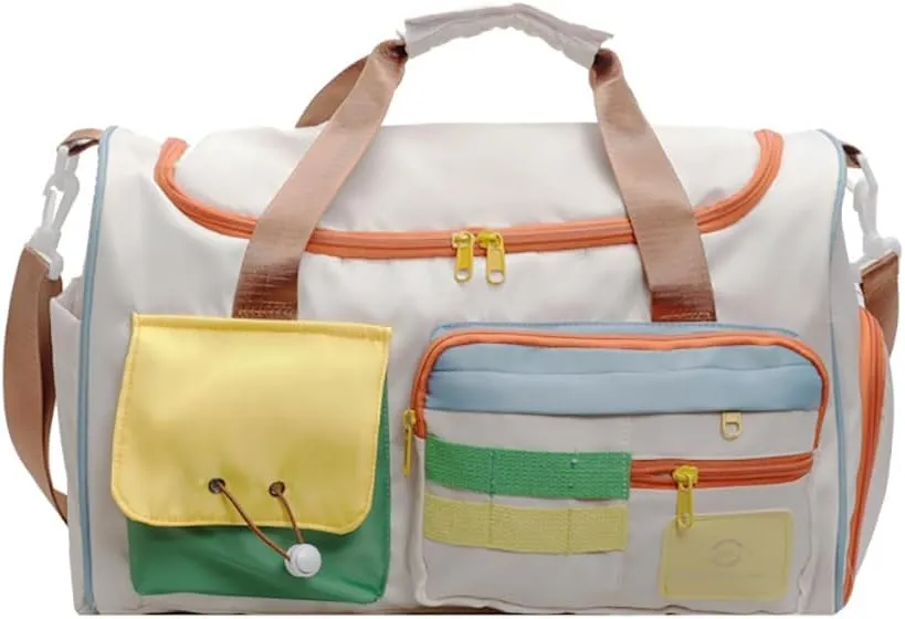 Gym Bag for Women Travel Duffle Bag Carry on Sports Overnight Weekender Crossbody Tote Bag (Off White)