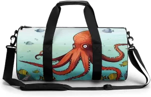 Gym Bag Giant Octopus Duffel Bag for Men Women Overnight Bag with Shoe Compartment Workout Bags