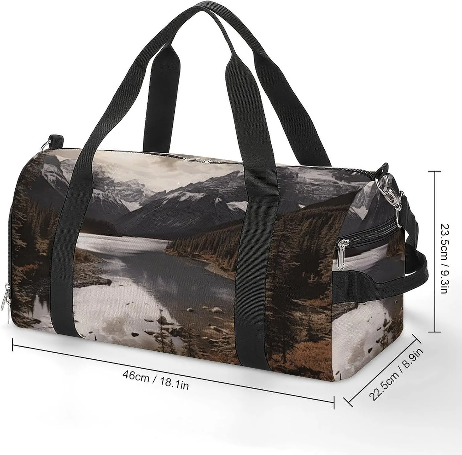 Gym Bag Landscape Duffel Bag for Men Women Overnight Bag with Shoe Compartment Workout Bags