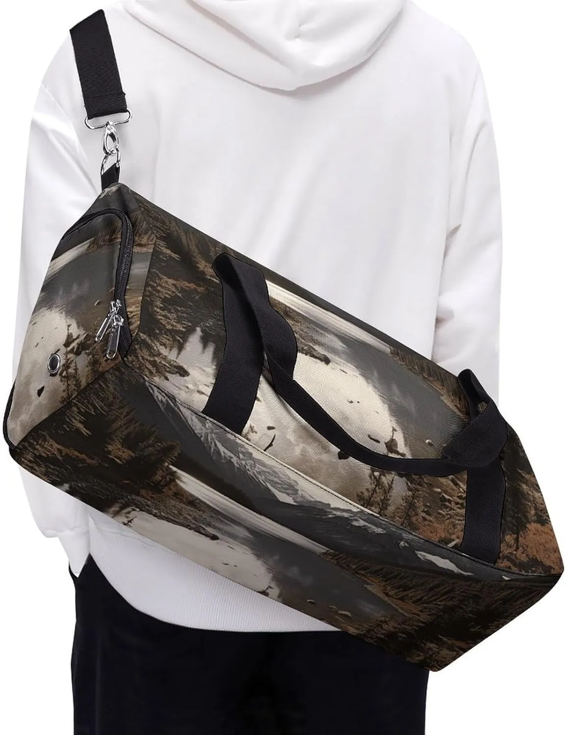 Gym Bag Landscape Duffel Bag for Men Women Overnight Bag with Shoe Compartment Workout Bags