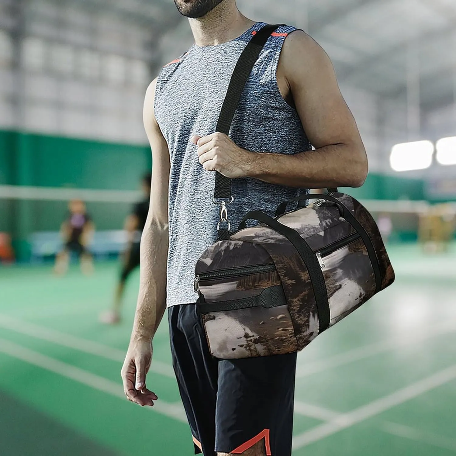 Gym Bag Landscape Duffel Bag for Men Women Overnight Bag with Shoe Compartment Workout Bags
