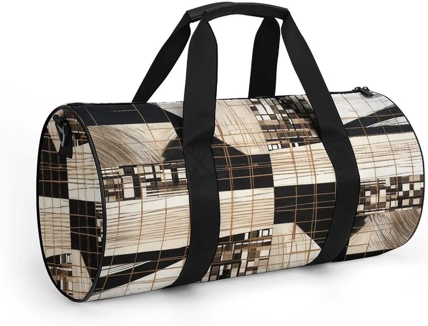 Gym Bag Lines And Squares Duffel Bag for Men Women Overnight Bag with Shoe Compartment Workout Bags