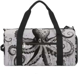 Gym Bag Octopus Duffel Bag for Men Women Overnight Bag with Shoe Compartment Workout Bags