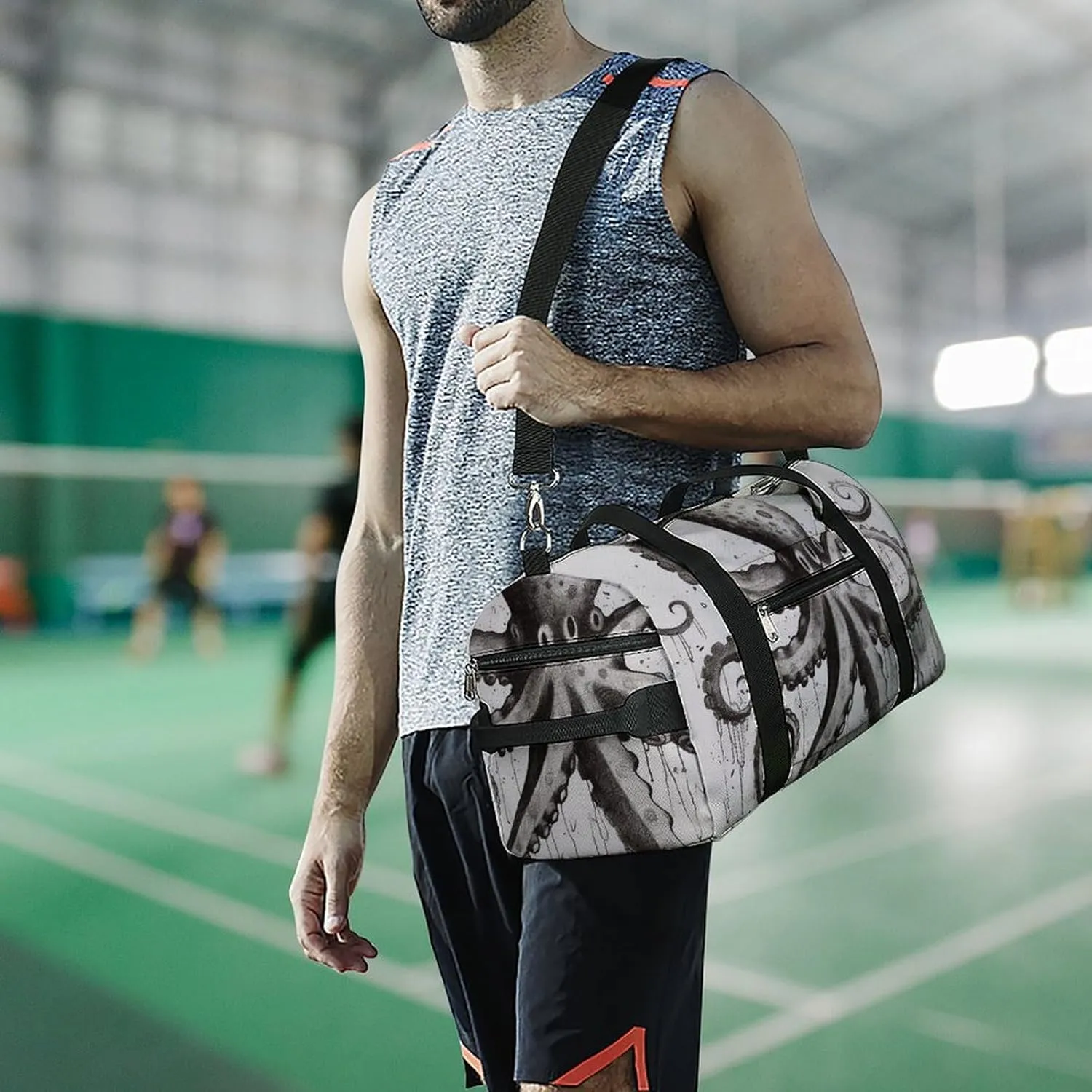 Gym Bag Octopus Duffel Bag for Men Women Overnight Bag with Shoe Compartment Workout Bags