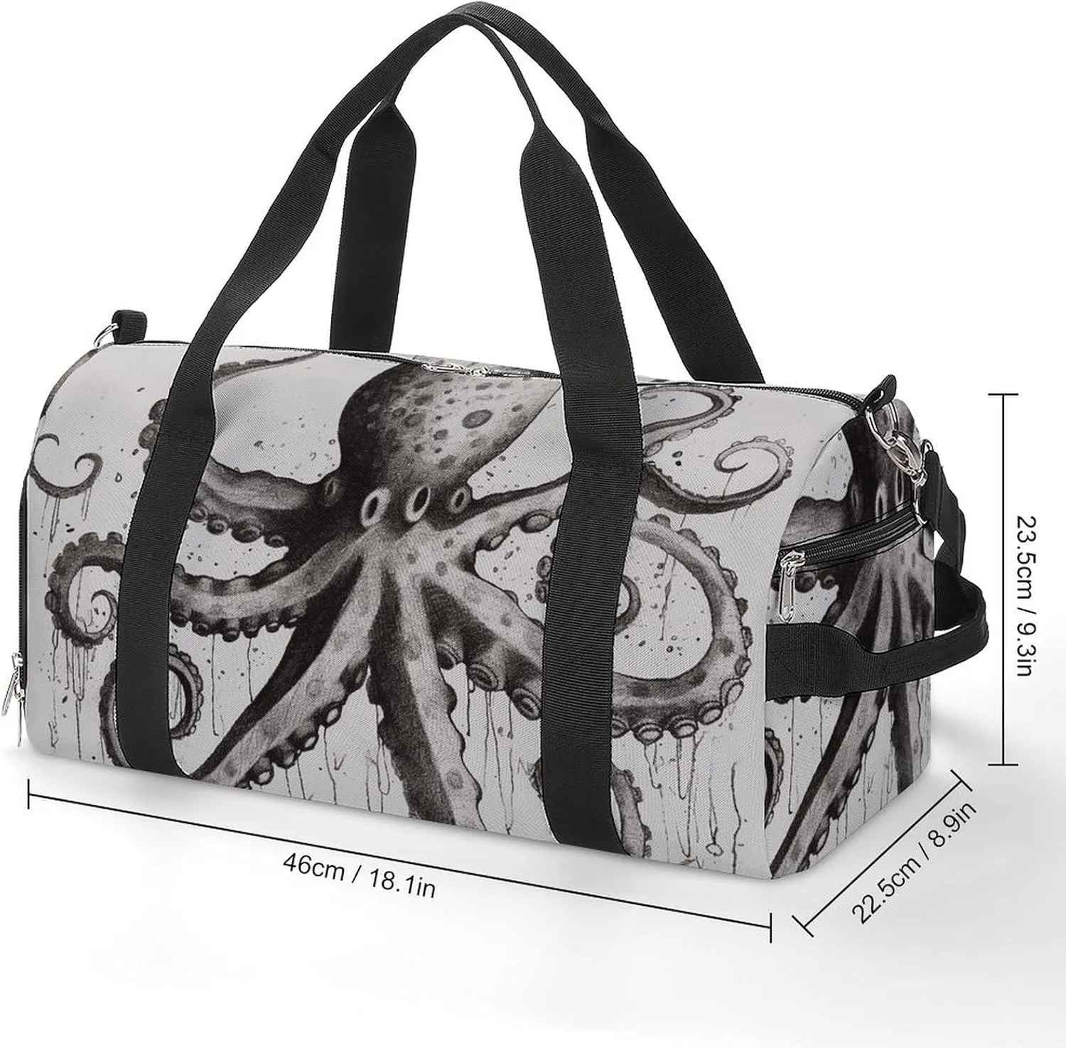 Gym Bag Octopus Duffel Bag for Men Women Overnight Bag with Shoe Compartment Workout Bags
