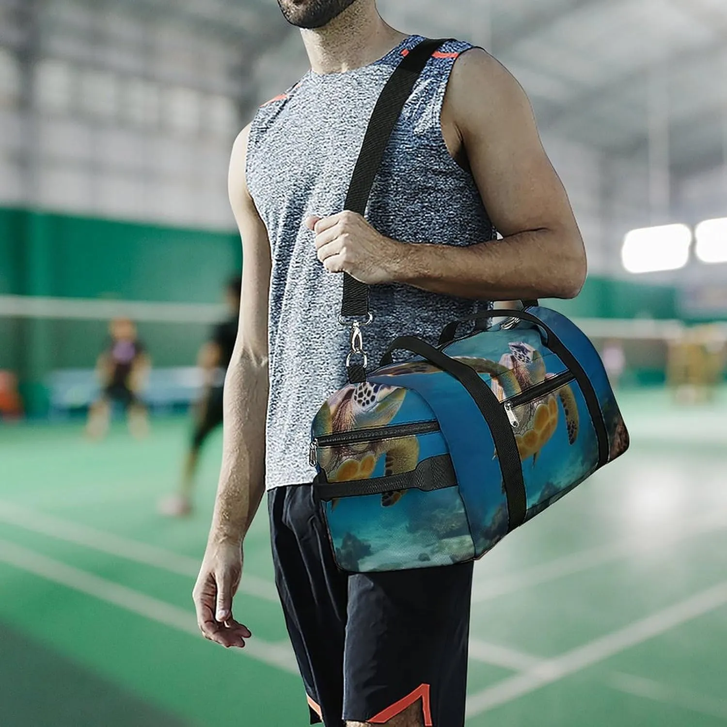 Gym Bag Sea Turtle Duffel Bag for Men Women Overnight Bag with Shoe Compartment Workout Bags