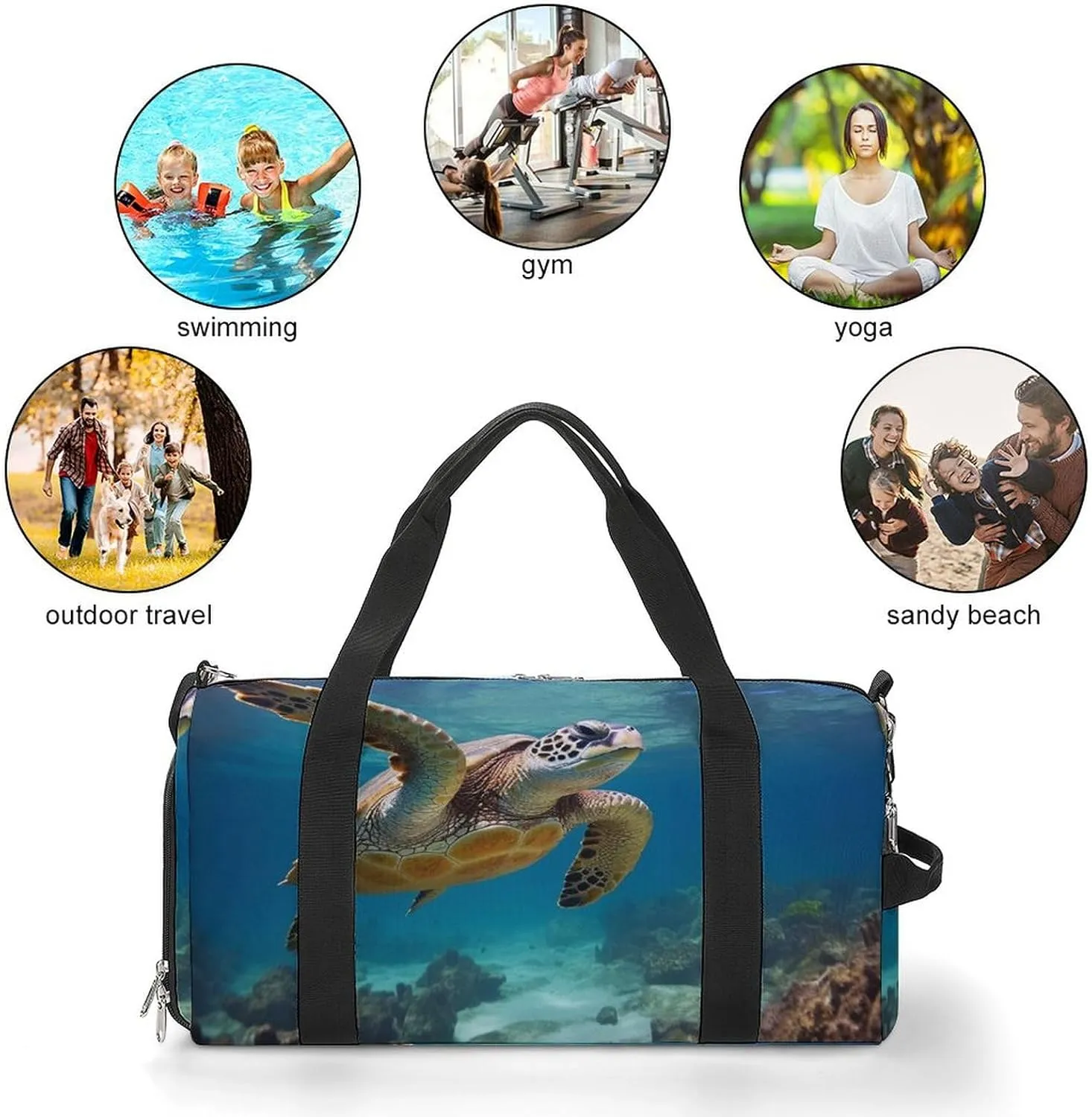 Gym Bag Sea Turtle Duffel Bag for Men Women Overnight Bag with Shoe Compartment Workout Bags