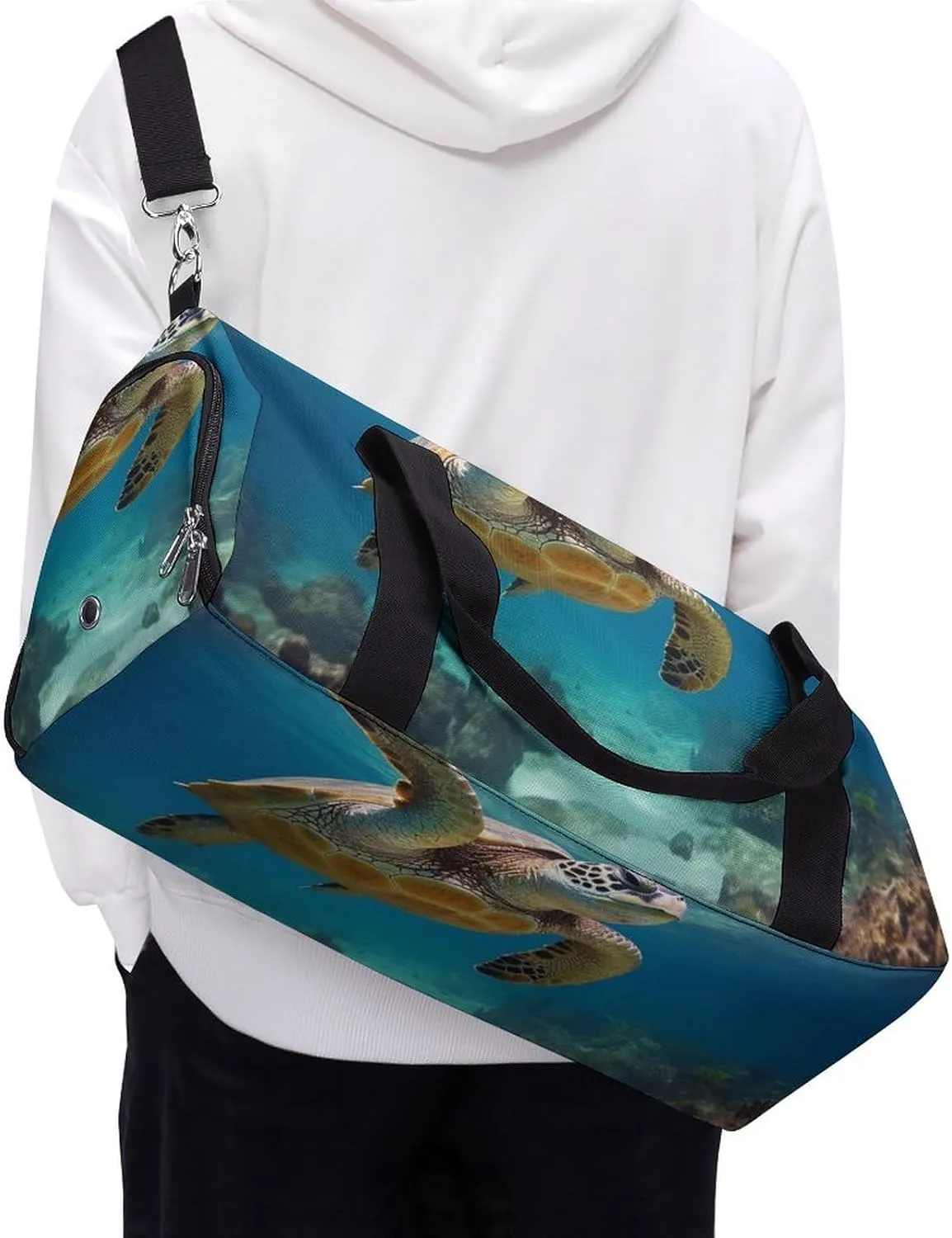 Gym Bag Sea Turtle Duffel Bag for Men Women Overnight Bag with Shoe Compartment Workout Bags