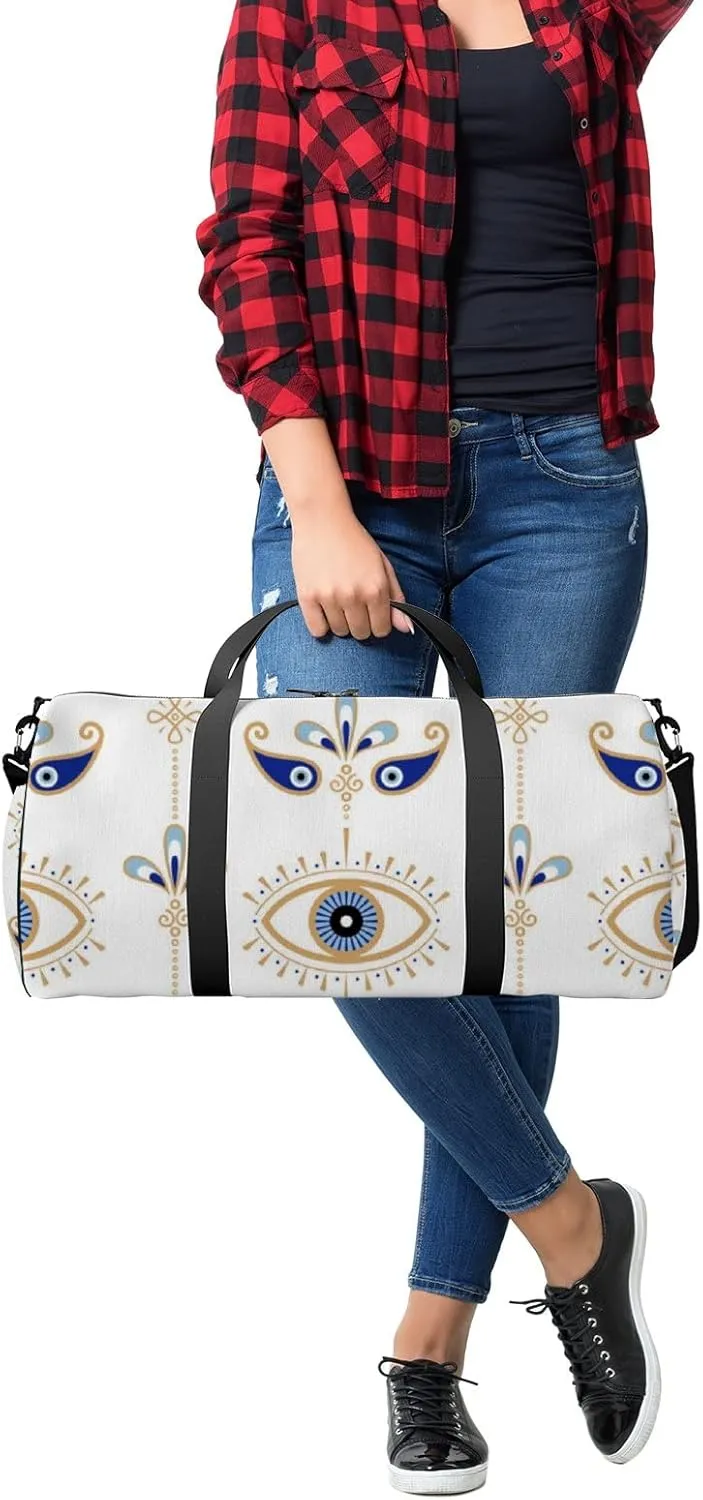 Gym Bag Sports Travel Bag Magic Eye Blue Gold Weekender Bags with 2 Side Pocket Lightweight Waterproof Polyester Tote Bag for Swimming Yoga Women Men 9x17.6inch