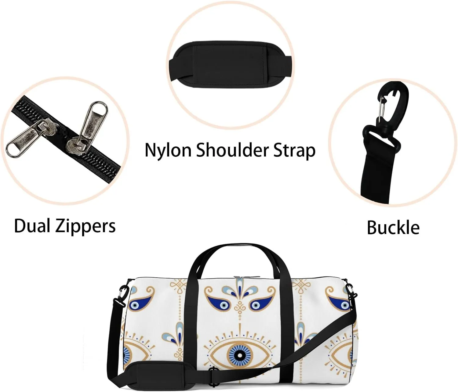 Gym Bag Sports Travel Bag Magic Eye Blue Gold Weekender Bags with 2 Side Pocket Lightweight Waterproof Polyester Tote Bag for Swimming Yoga Women Men 9x17.6inch