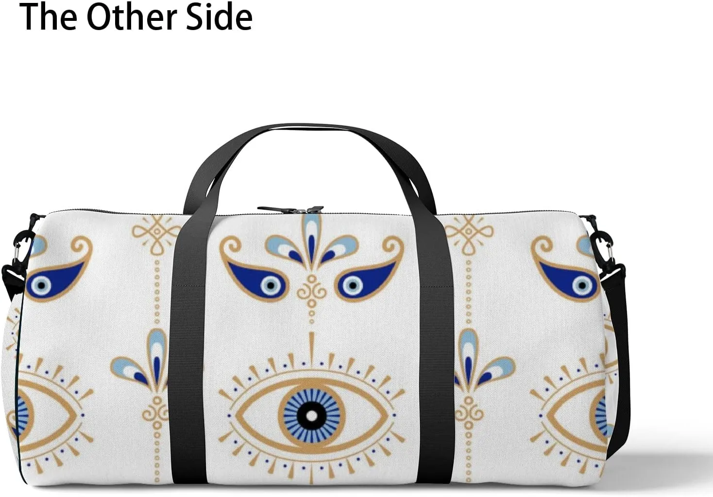 Gym Bag Sports Travel Bag Magic Eye Blue Gold Weekender Bags with 2 Side Pocket Lightweight Waterproof Polyester Tote Bag for Swimming Yoga Women Men 9x17.6inch
