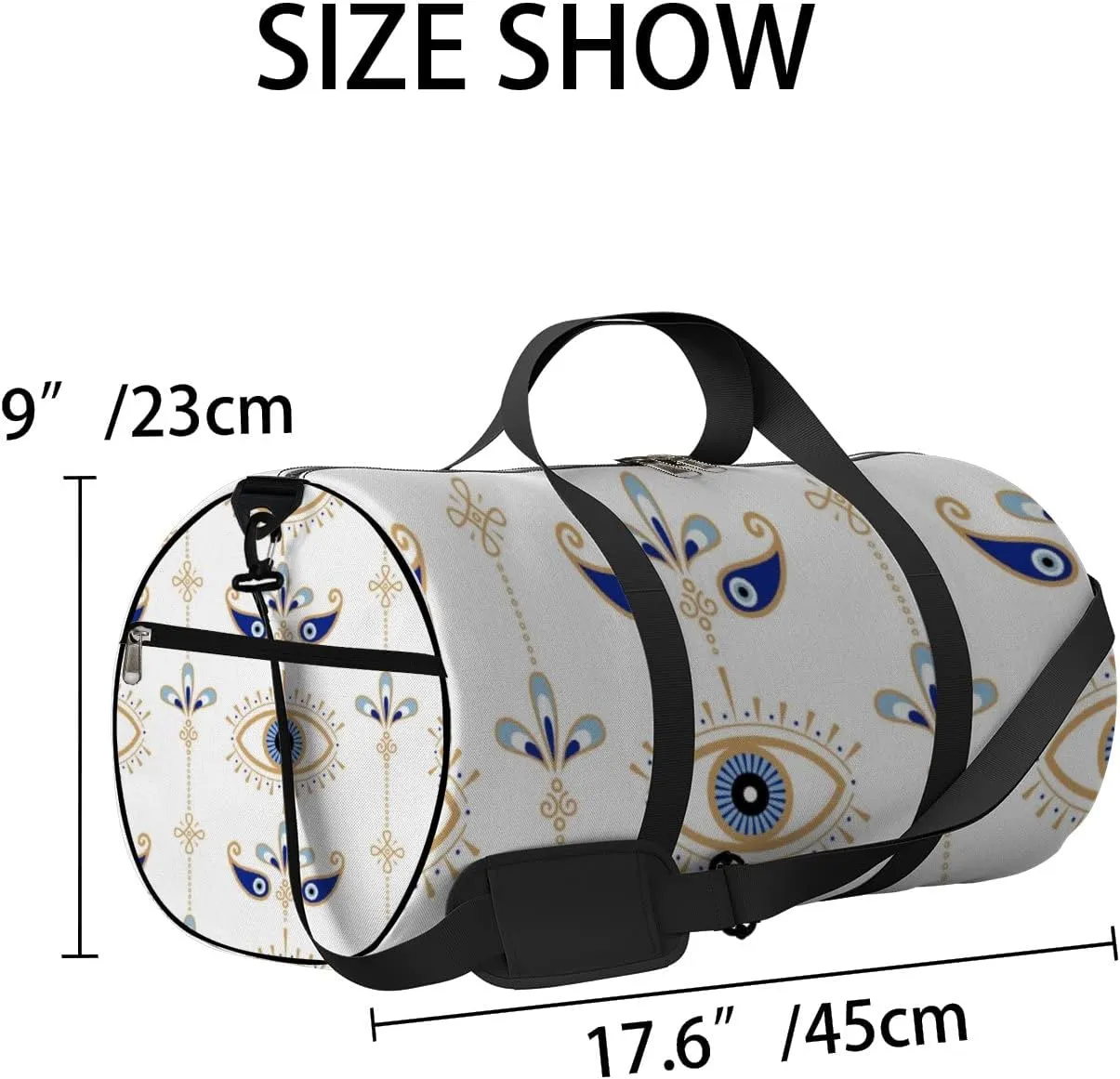 Gym Bag Sports Travel Bag Magic Eye Blue Gold Weekender Bags with 2 Side Pocket Lightweight Waterproof Polyester Tote Bag for Swimming Yoga Women Men 9x17.6inch