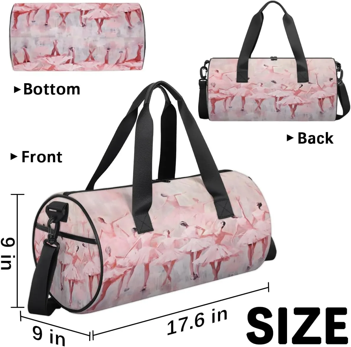 Gym Bags for Men Women Ballet Sports Duffel Bags Carry On Travel Duffle Bag with Detachable Adjustable Shoulder Strap Overnight Weekender Bag
