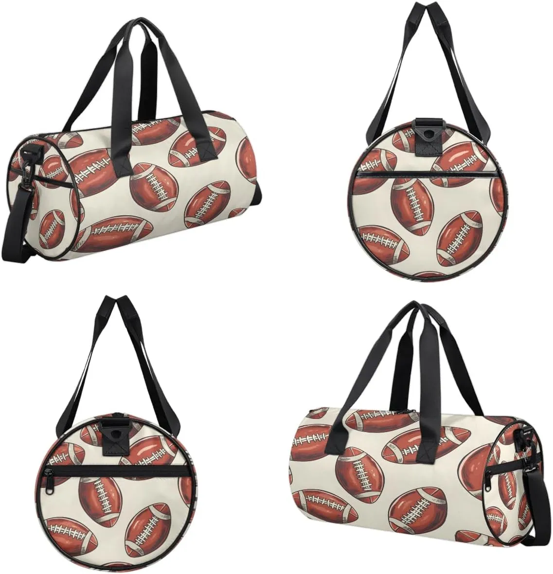 Gym Bags for Men Women Cartoon Footballs Sports Duffel Bags Carry On Travel Duffle Bag with Detachable Adjustable Shoulder Strap Overnight Weekender Bag