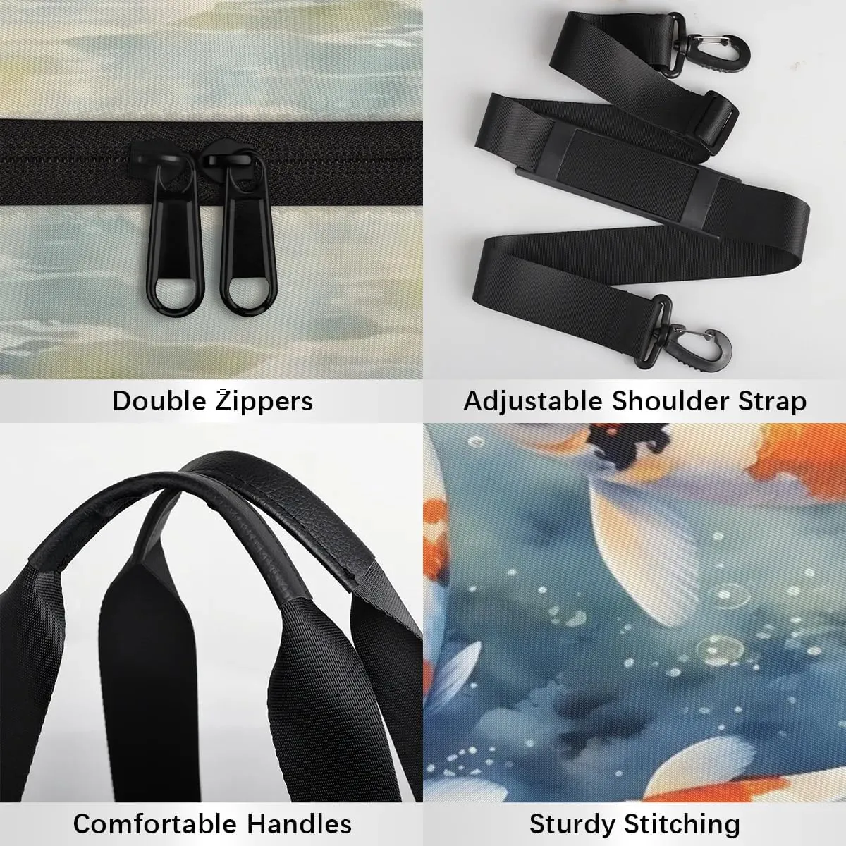 Gym Bags for Men Women Fish Pond Sports Duffel Bags Carry On Travel Duffle Bag with Detachable Adjustable Shoulder Strap Overnight Weekender Bag