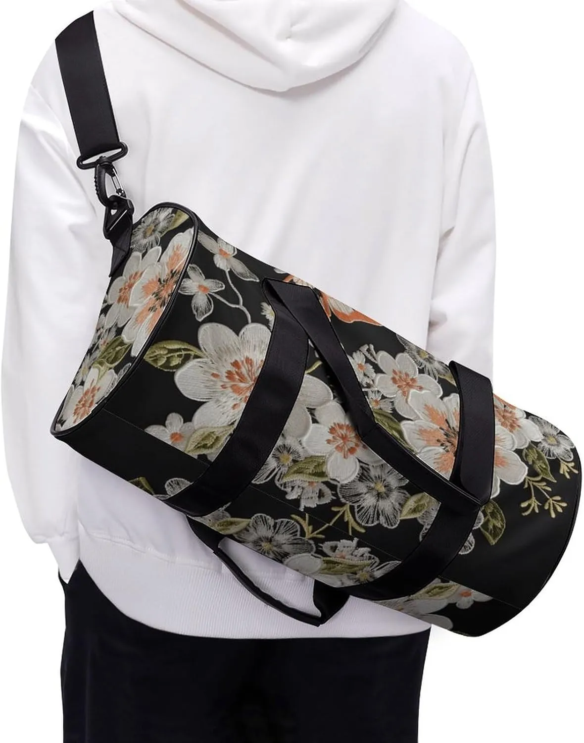 Gym Bags for Men Women Flowers And Butterflie Duffle Bag Travel Overnight Bag with Shoe Compartment Tote Bags