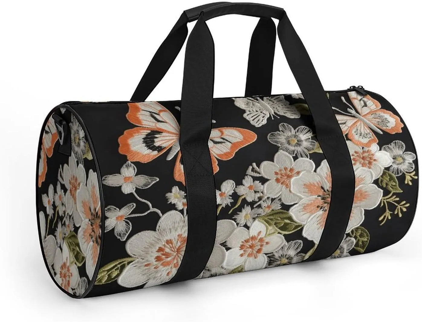 Gym Bags for Men Women Flowers And Butterflie Duffle Bag Travel Overnight Bag with Shoe Compartment Tote Bags