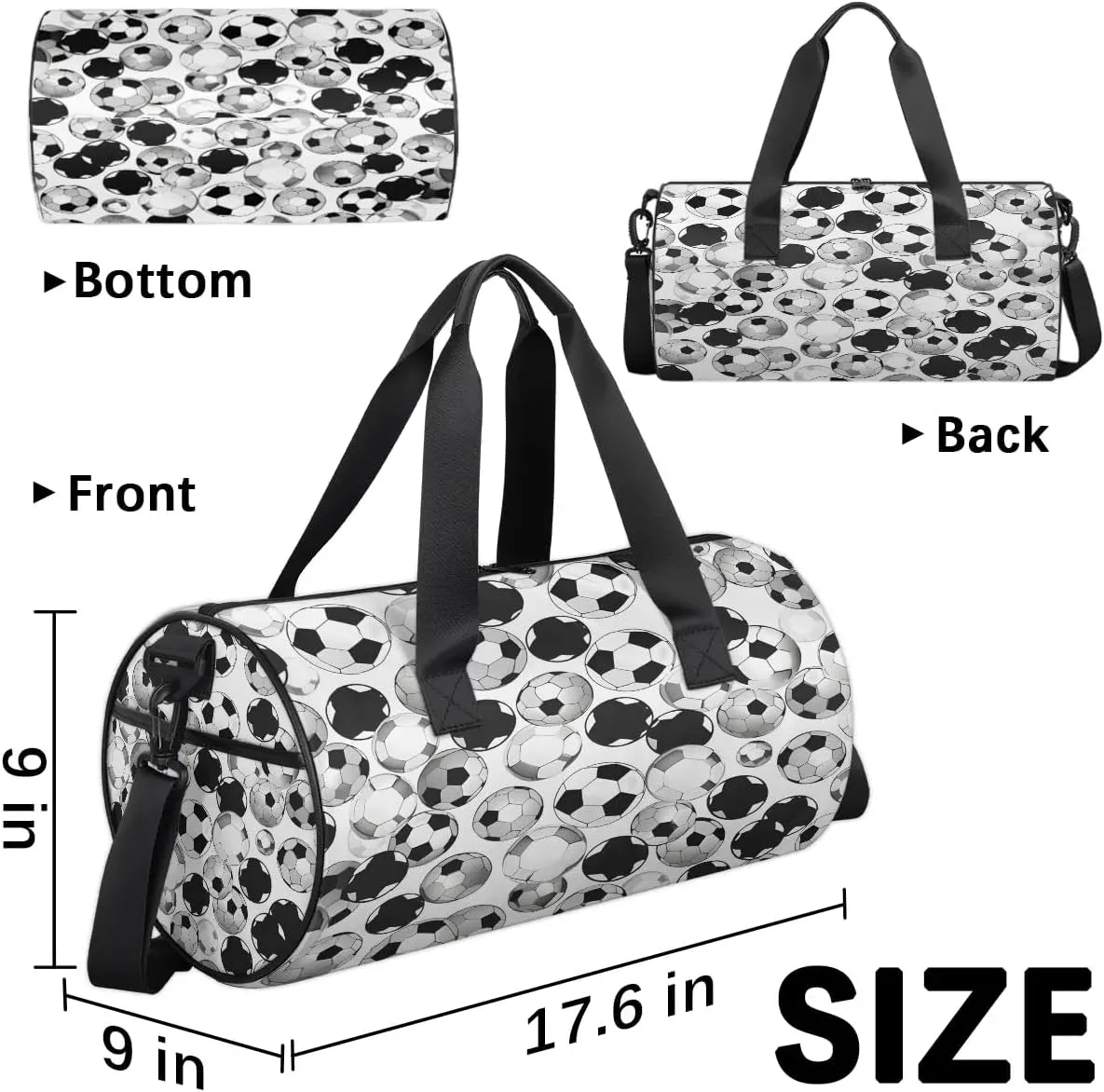 Gym Bags for Men Women Football Soccer Ball Sports Duffel Bags Carry On Travel Duffle Bag with Detachable Adjustable Shoulder Strap Overnight Weekender Bag