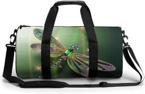 Gym Bags for Men Women Jewel Dragonfly Duffle Bag Travel Overnight Bag with Shoe Compartment Tote Bags