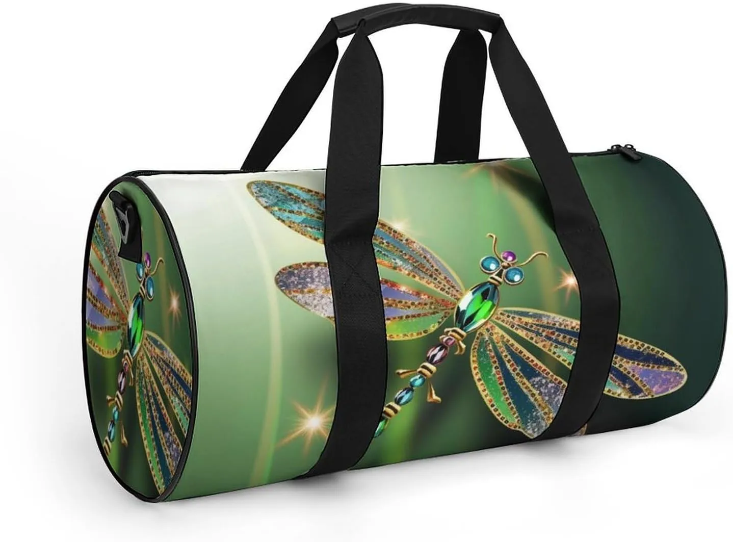Gym Bags for Men Women Jewel Dragonfly Duffle Bag Travel Overnight Bag with Shoe Compartment Tote Bags