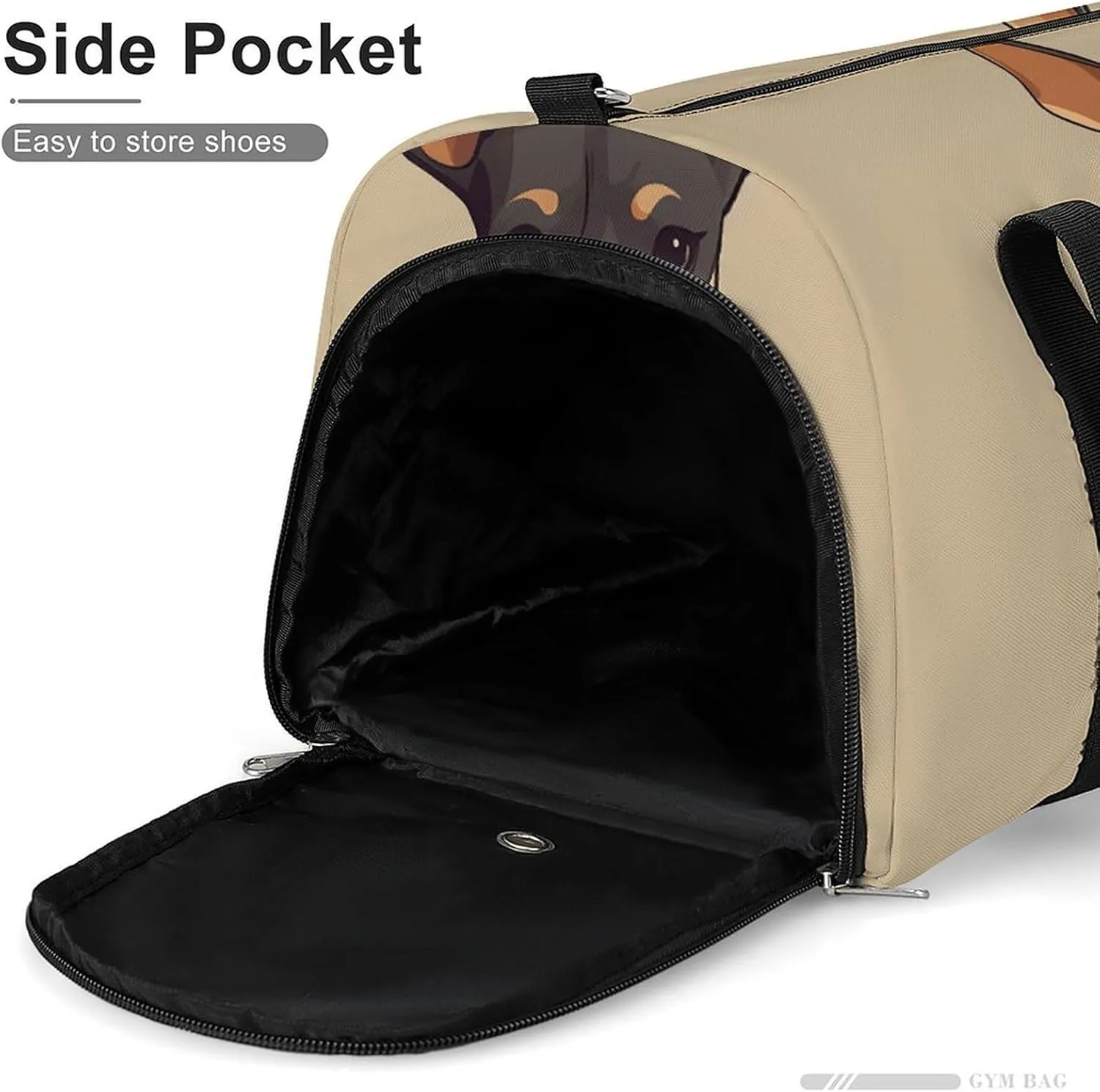 Gym Bags Small Doberman Puppy with Erect Ears Duffel Bag Overnight Bag with Shoe Compartment Carryon Bag for Men Women