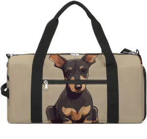 Gym Bags Small Doberman Puppy with Erect Ears Duffel Bag Overnight Bag with Shoe Compartment Carryon Bag for Men Women