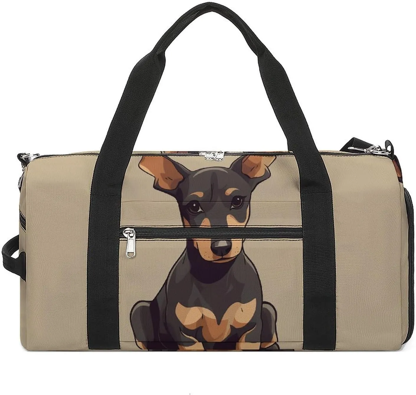 Gym Bags Small Doberman Puppy with Erect Ears Duffel Bag Overnight Bag with Shoe Compartment Carryon Bag for Men Women