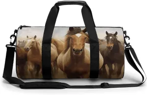 Gym Bags Small Many Horses Duffel Bag Overnight Bag with Shoe Compartment Carryon Bag for Men Women