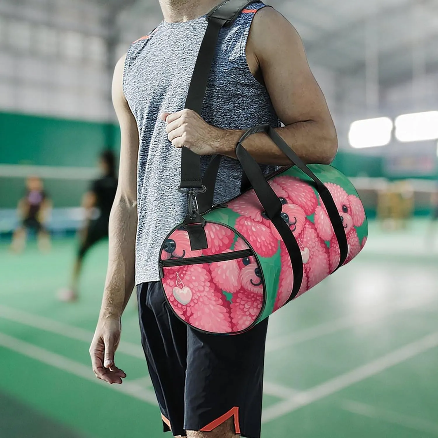 Gym Bags Small Poodles Dogs Duffel Bag Overnight Bag with Shoe Compartment Carryon Bag for Men Women