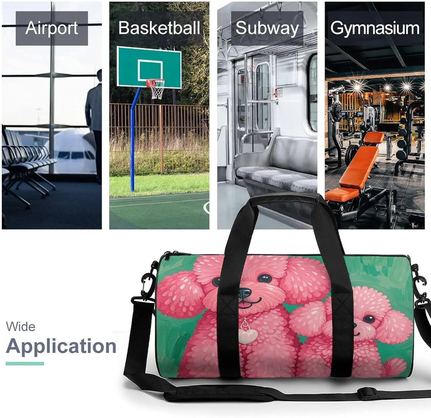Gym Bags Small Poodles Dogs Duffel Bag Overnight Bag with Shoe Compartment Carryon Bag for Men Women