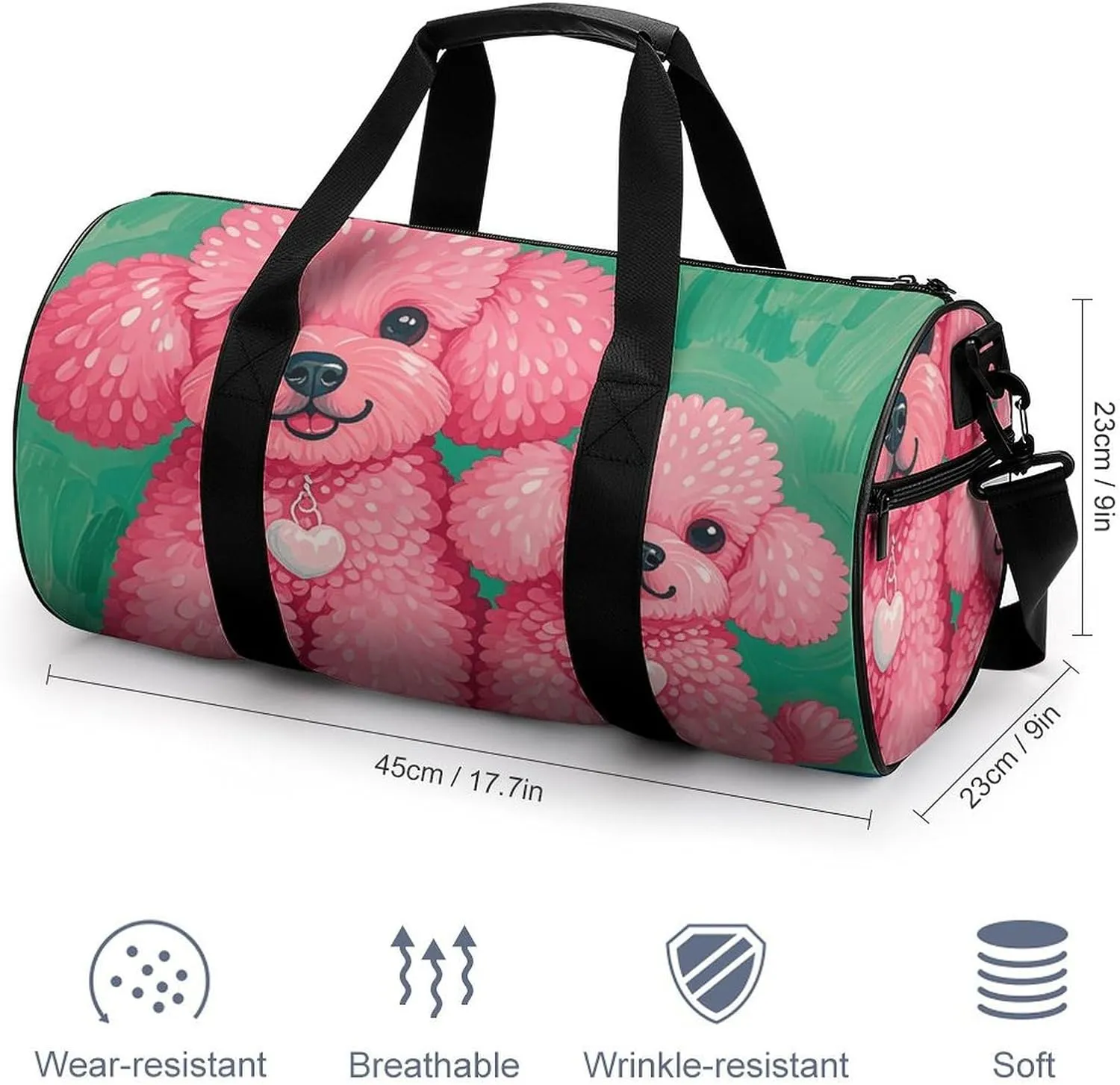 Gym Bags Small Poodles Dogs Duffel Bag Overnight Bag with Shoe Compartment Carryon Bag for Men Women