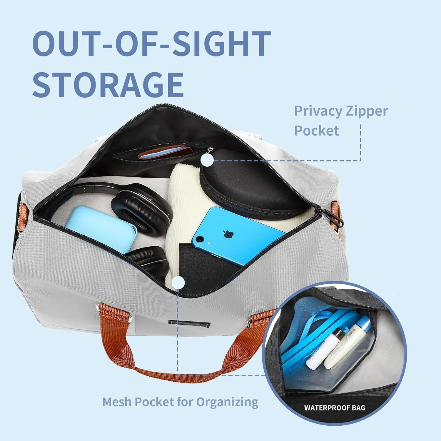 Gym Duffel Bag with Shoes Compartment for Men and Women,With wet and dry Pocket,Small travel duffle bags for airplanes, sports, swimming, yoga, overnight.
