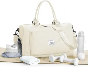 Gym Duffle Bag for Women, Mens, Sports (Beige-L, Large)