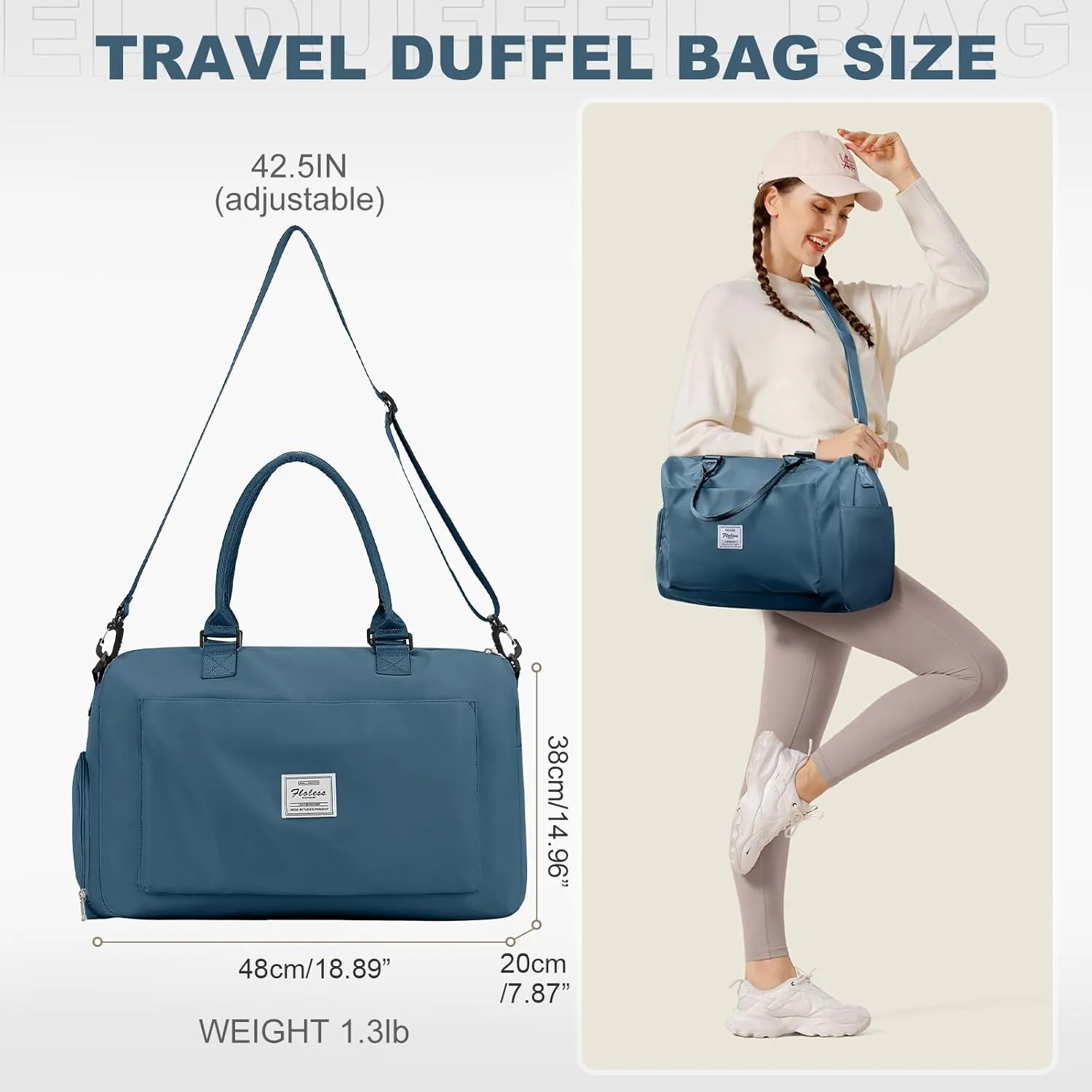 Gym Duffle Bag for Women, Mens, Sports (Blue, Large)