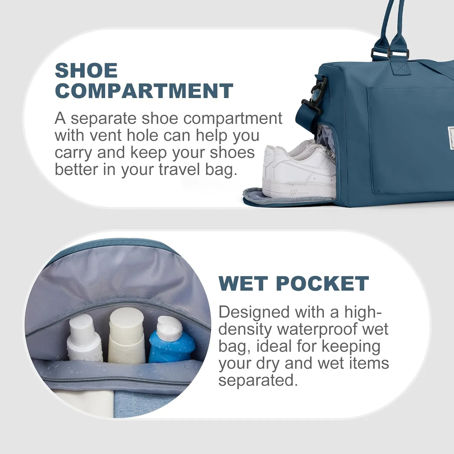 Gym Duffle Bag for Women, Mens, Sports (Blue, Large)