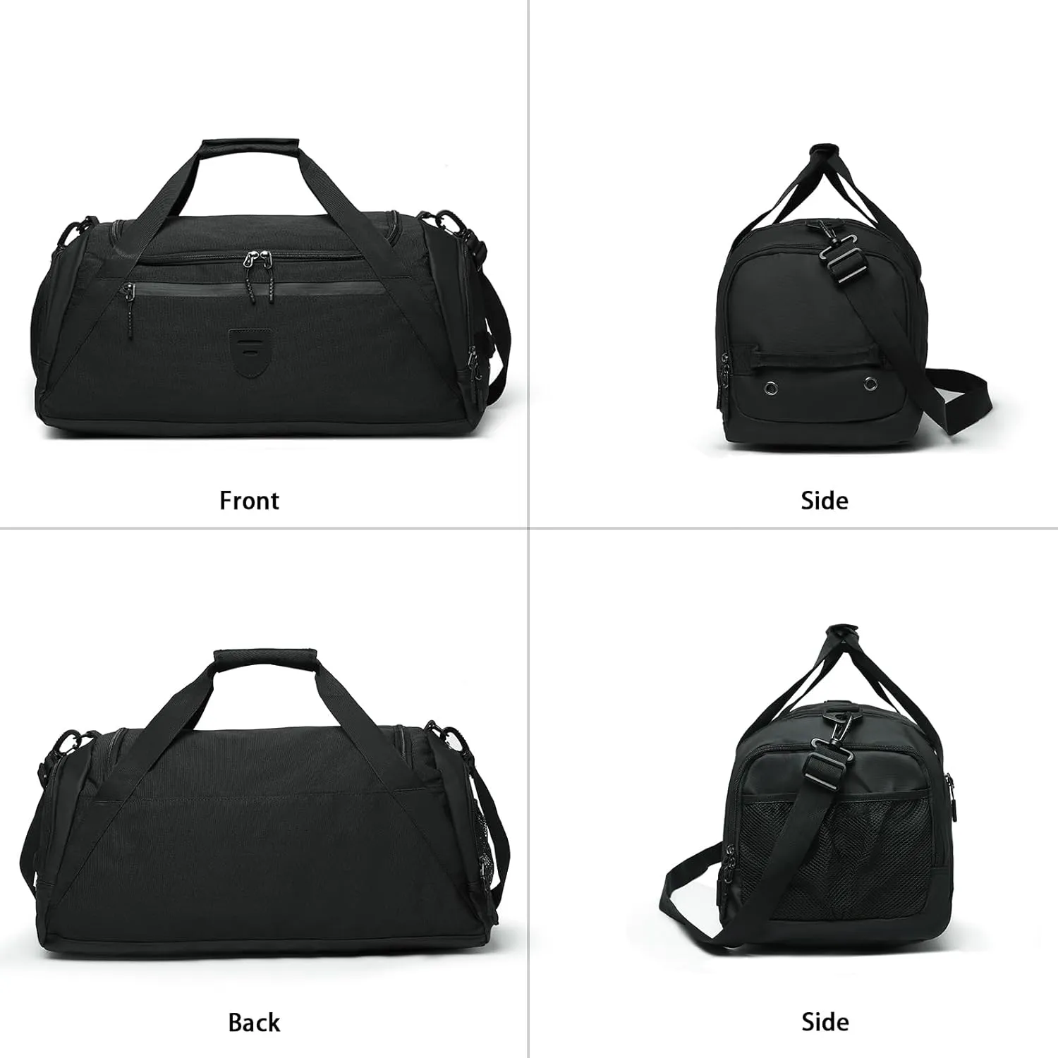 Gym Duffle Bags For Men & Women, Large Duffle Bag For Men Travel, Weekend Overnight Bag With Shoe Compartment & Wet Pocket, Water Resistant Sports Duffle Bag Gymbag A-TD-002-Black