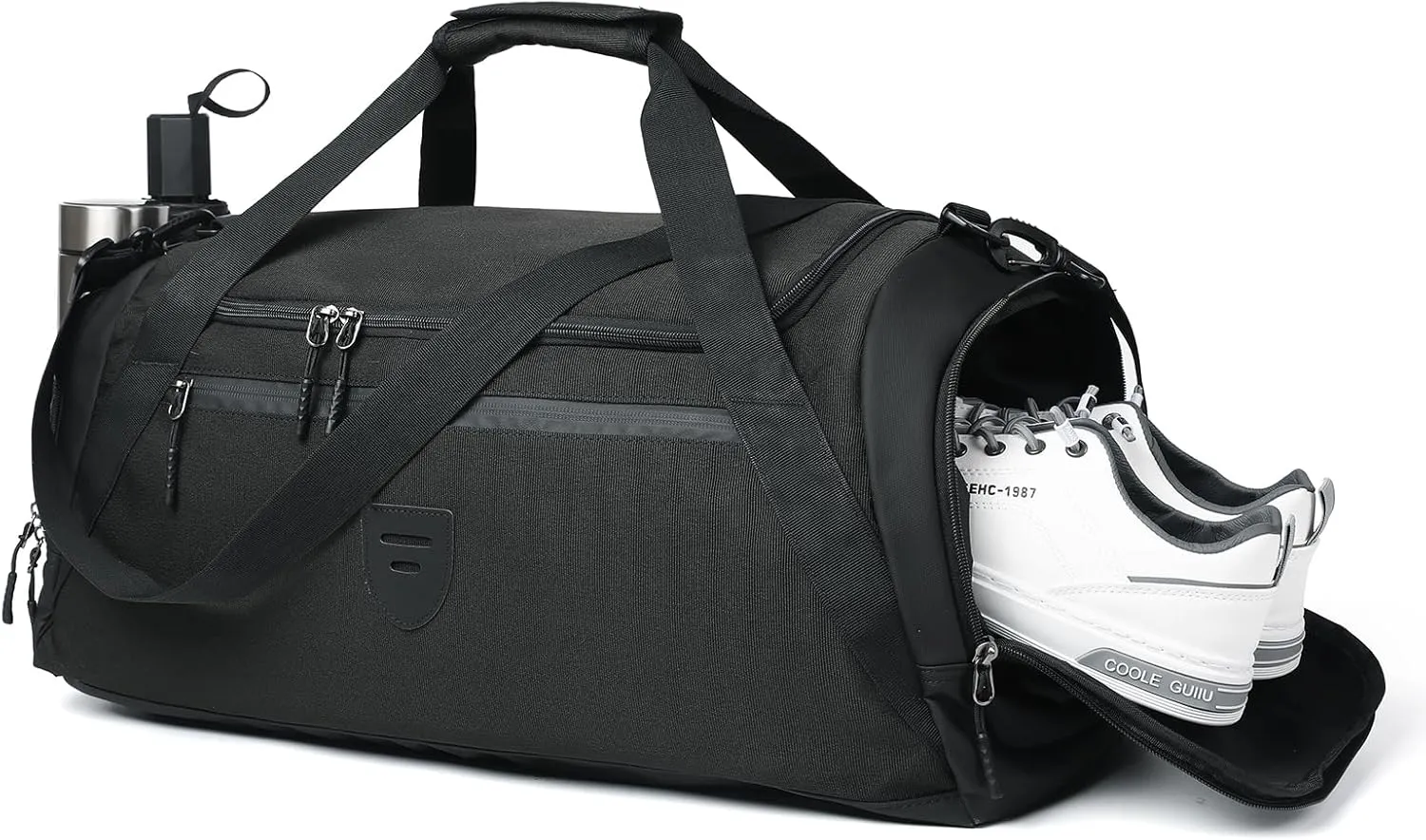Gym Duffle Bags For Men & Women, Large Duffle Bag For Men Travel, Weekend Overnight Bag With Shoe Compartment & Wet Pocket, Water Resistant Sports Duffle Bag Gymbag A-TD-002-Black