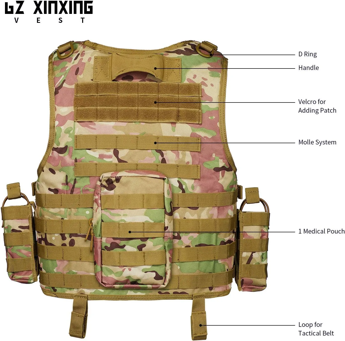 GZ XINXING Black Tactical Airsoft Paintball Vest