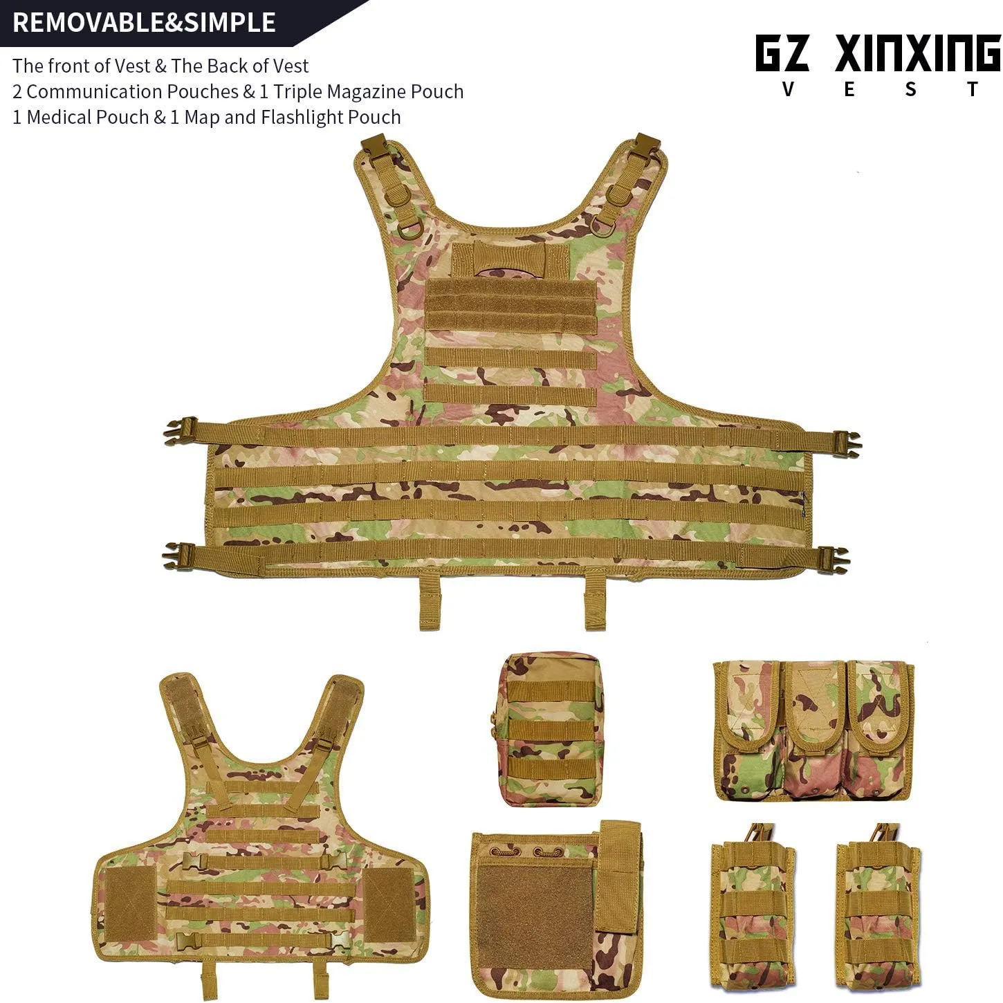 GZ XINXING Black Tactical Airsoft Paintball Vest