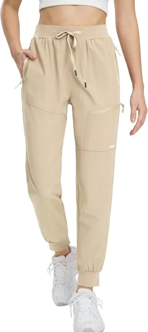 Haimont Women's Hiking Pants Joggers Lightweight Quick Dry Elastic Waist Stretch Pants with Zip Pockets Travel Camping