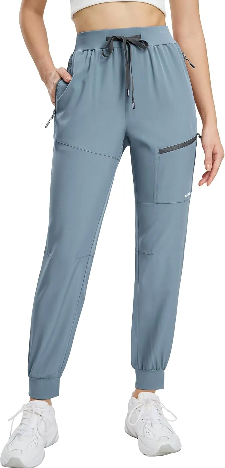 Haimont Women's Hiking Pants Joggers Lightweight Quick Dry Elastic Waist Stretch Pants with Zip Pockets Travel Camping